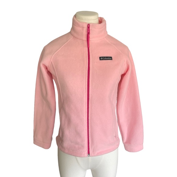 Columbia Pink Fleece Full Zip Jacket Girls Medium (10/12) - Picture 1 of 9